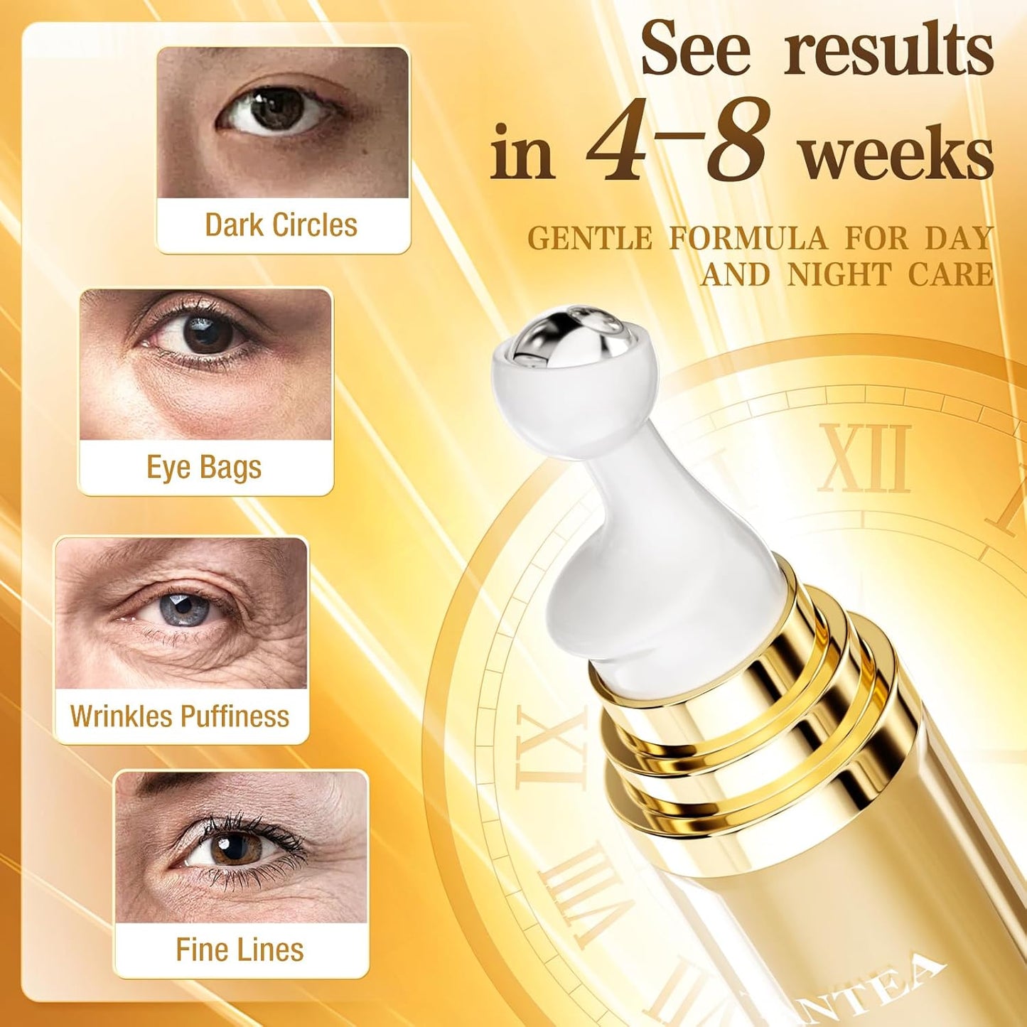 6% Caffeine Eye Cream for Dark Circles, Daily 1% Retinol Caffeine Eye Serum for Puffy Eyes & Under Eye Bags, Eye Skin Care Suitable for Men and Women's
