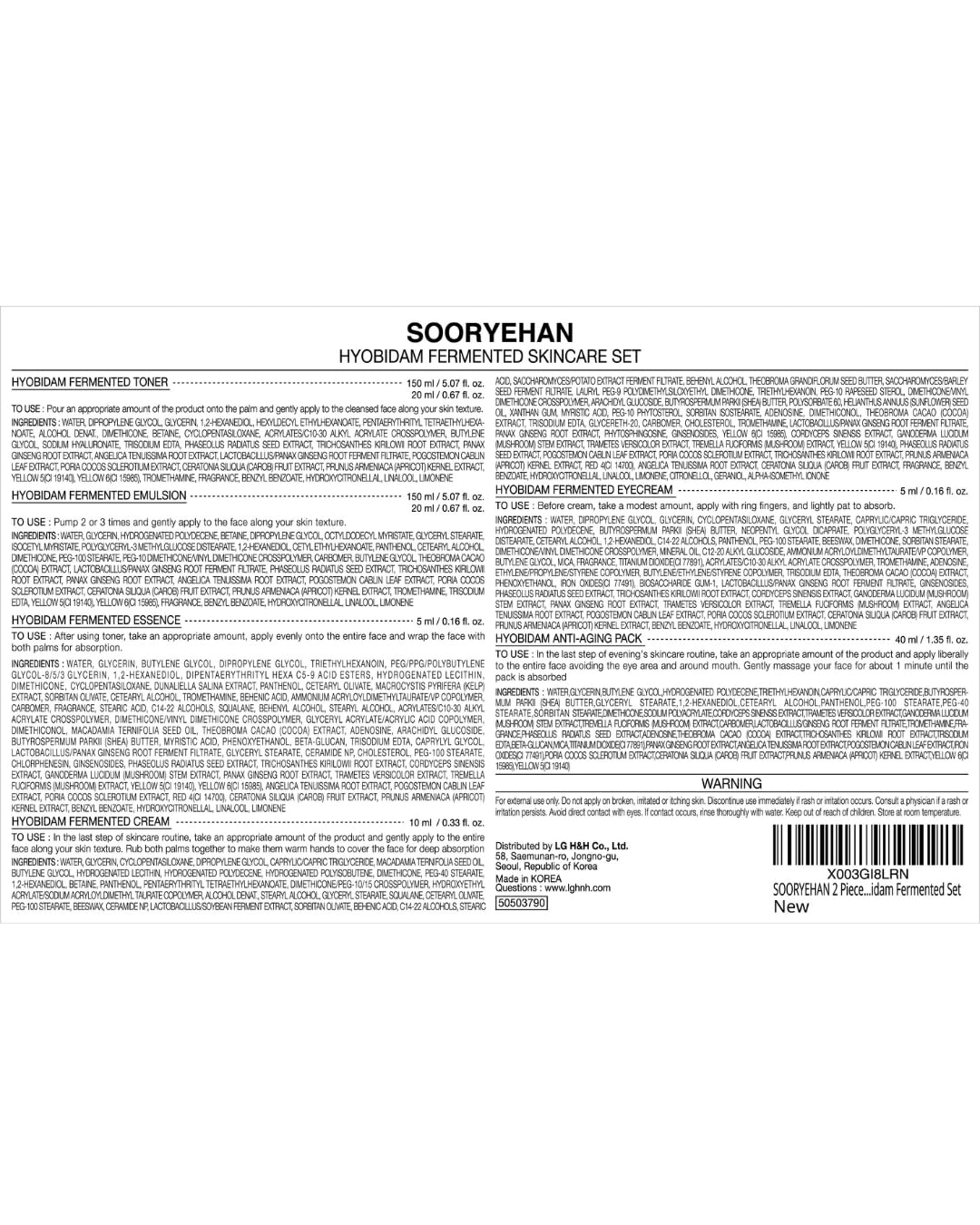 Sooryehan Hyobidam Fermented Eye Cream (0.84 fl oz) - Korean Skincare, Luxury Premium High-end Cream, Intensive Skin Care